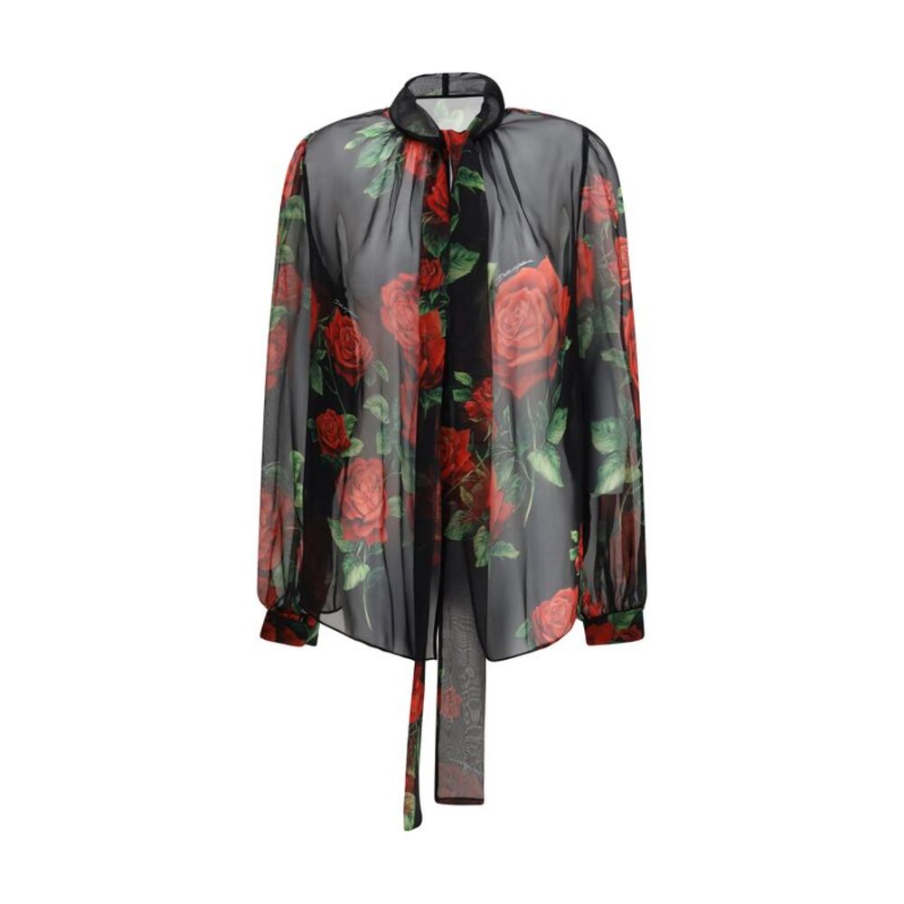 Dolce & Gabbana Women Rose Print Chiffon Blouse